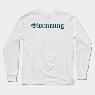 Swimming Gradient Text Long Sleeve T-Shirt